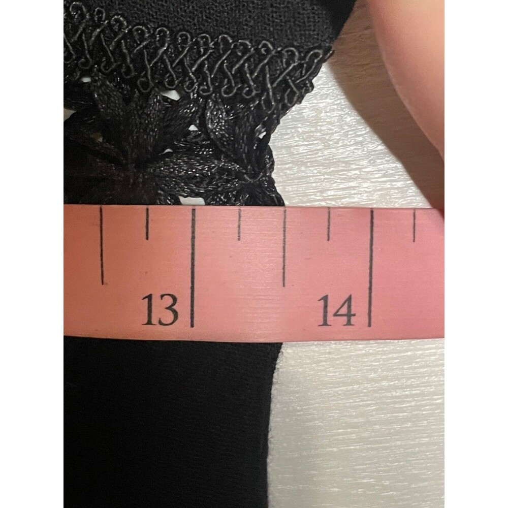 Black Mini Dress High Neck Long Sleeve Lace Detail LBD Lost + Wander Small - Picture 14 of 14